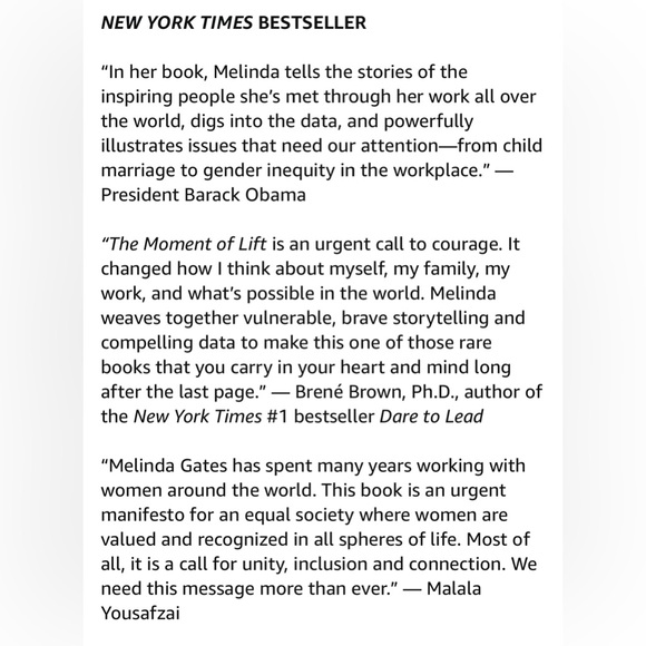 💰 3/$15 book DEAL - The Moment of Lift hardback book Melinda Gates - Picture 3 of 5